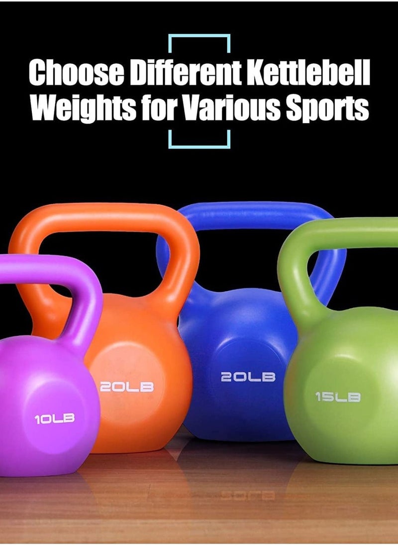 WENBO Kettlebell For Men & Women Vinyl Coated Cast Iron Kettlebell Excercise Fitness Kettlebell For Home & Gym Strength Workout (15Lbs Light Blue)  - Image 2