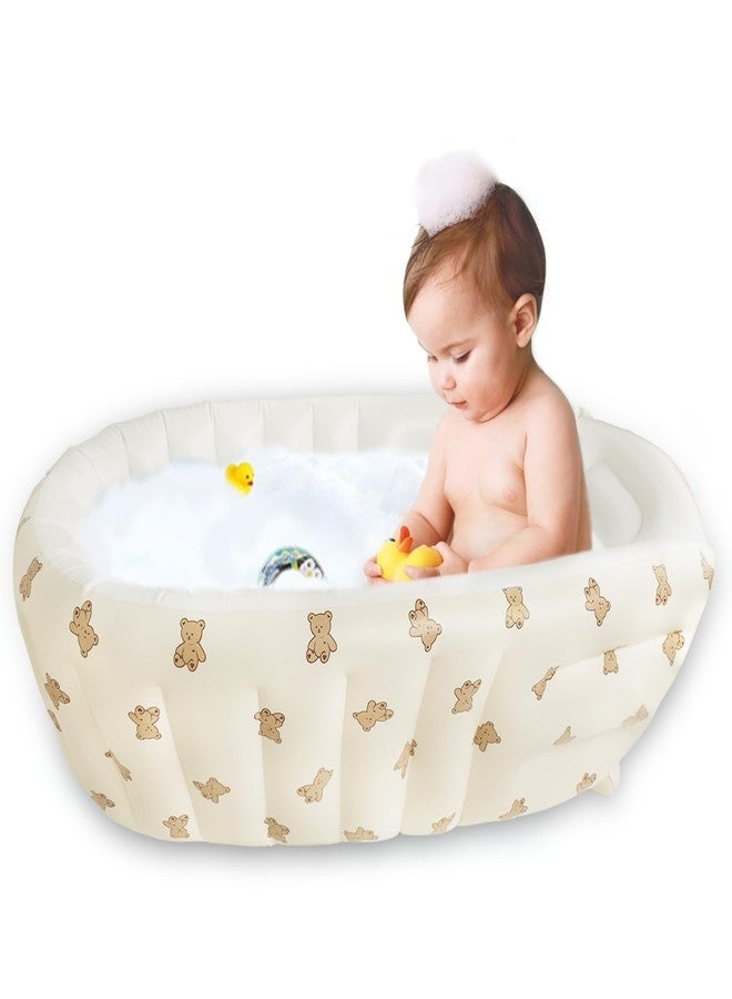 EKEPE Inflatable Baby Bathtub with Built in Pump, Collapsible Safe Baby Bathtub for Newborns and Baby, Non-Slip Travel Mini Swimming Pool for Babies 0-5 Years Old - Bear - Image 1