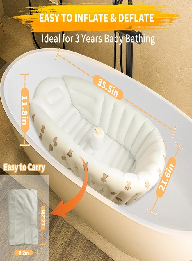 EKEPE Inflatable Baby Bathtub with Built in Pump, Collapsible Safe Baby Bathtub for Newborns and Baby, Non-Slip Travel Mini Swimming Pool for Babies 0-5 Years Old - Bear - Image 3