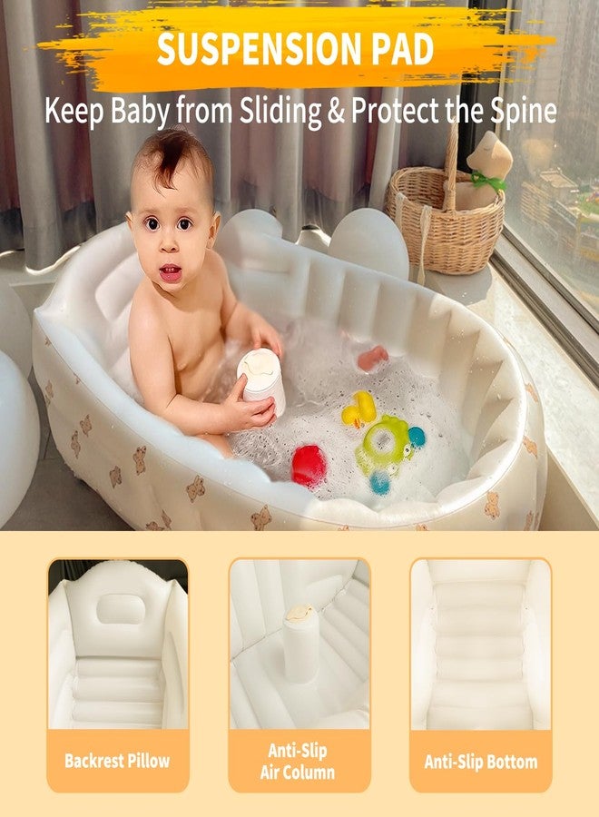 EKEPE Inflatable Baby Bathtub with Built in Pump, Collapsible Safe Baby Bathtub for Newborns and Baby, Non-Slip Travel Mini Swimming Pool for Babies 0-5 Years Old - Bear - Image 5