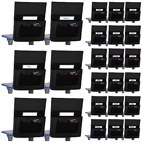Shappy 24 Pcs Classroom Chair Pockets Bulk with 6 Storage Compartments 155 x 185 Seat Storage Organizer for K2 Students Durable 600d Oxford Cloth Pockets for School Supplies - Image 1