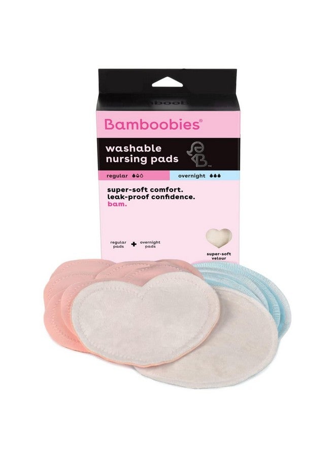 Bamboobies Nursing Pads, Ultra-Soft Velour, Reusable, Washable & Leak-Proof, 6 Ultra-Thin and 2 Overnight Pads for Breastfeeding - Image 1
