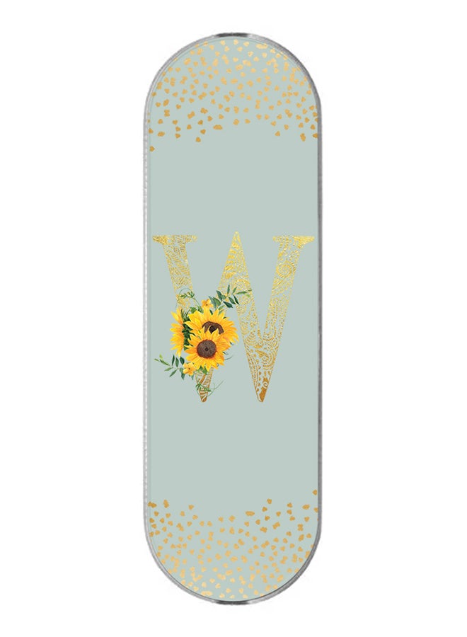 3-In-1 Universal Mobile Phone Grip Holder- Custom Monogram Initial Letter Mandala Floral Pattern Alphabet - W (Light Grey)
