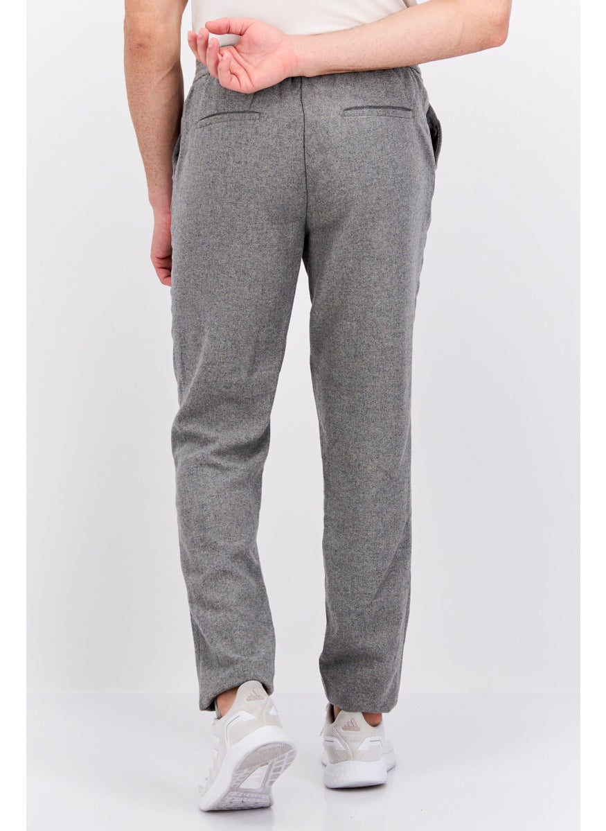 Scotch & Soda Men Regular Fit Solid Jogger Pants, Grey  - Image 3