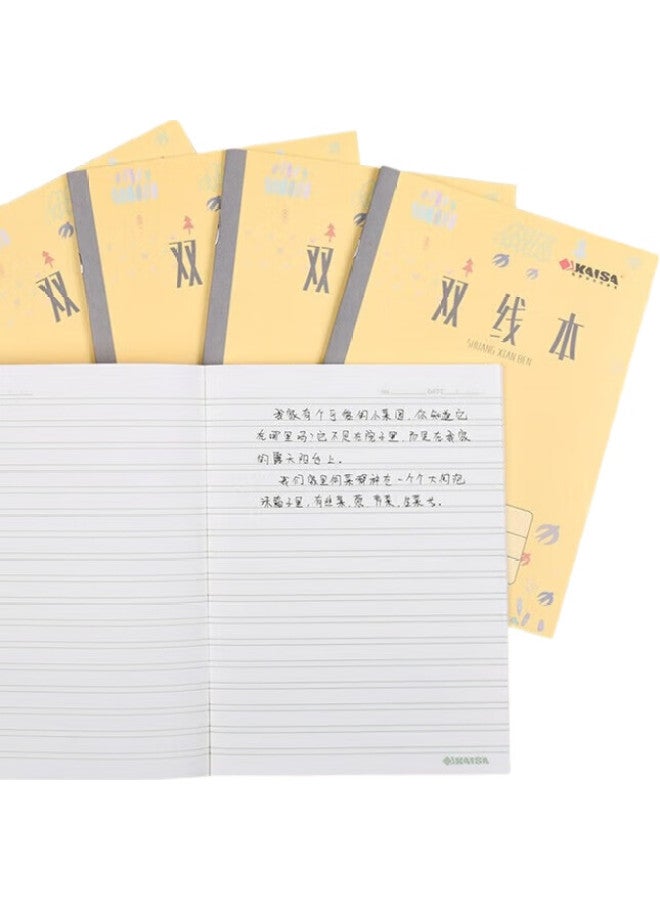 KAISA [Back To School Essential] Kaisa (Kaisa) 22K Double-Lined Exercise Notebook, Thick Paper Homework Book, Double-Lined Notebook For Math And Chinese, 20 Sheets, 5-Pack, Ksp0033 - Image 2