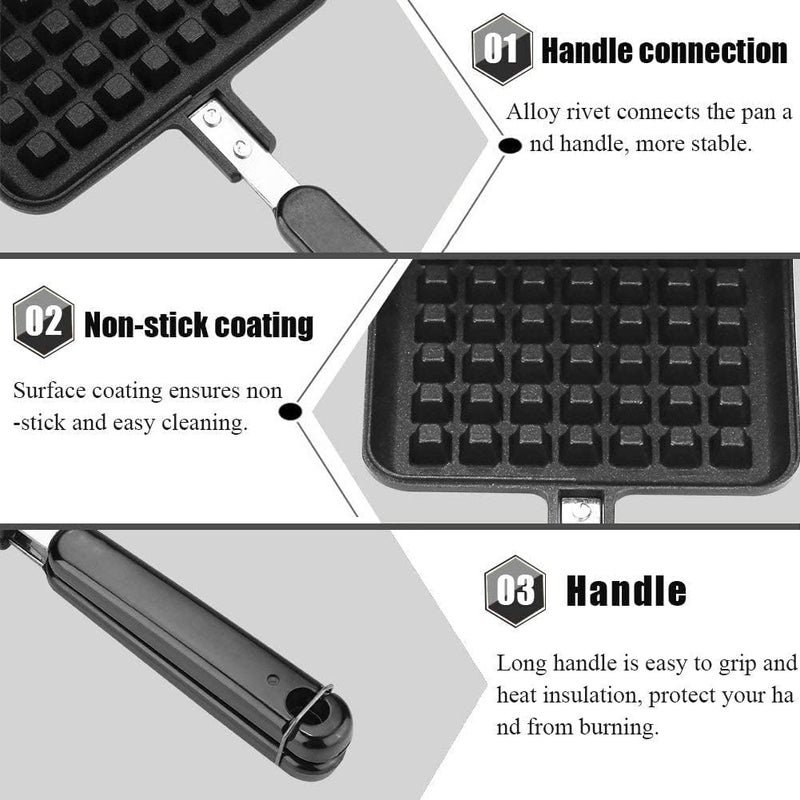 RBGIIT Waffle Maker Machine With Comfortable Handle For Kitchen Gas Stove Non Stick Waffle Maker Pan Press Plate Cooking Baking Tool with Long Handle_5 - Image 5