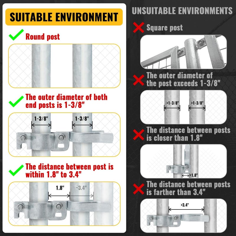 VIVIDA Chain Link Gate Latch 1-3/8" x 1-3/8", Chain Link Fence Gate Fork Latch, Galvanized Farm Fence Lock, 1 PCS - Image 3