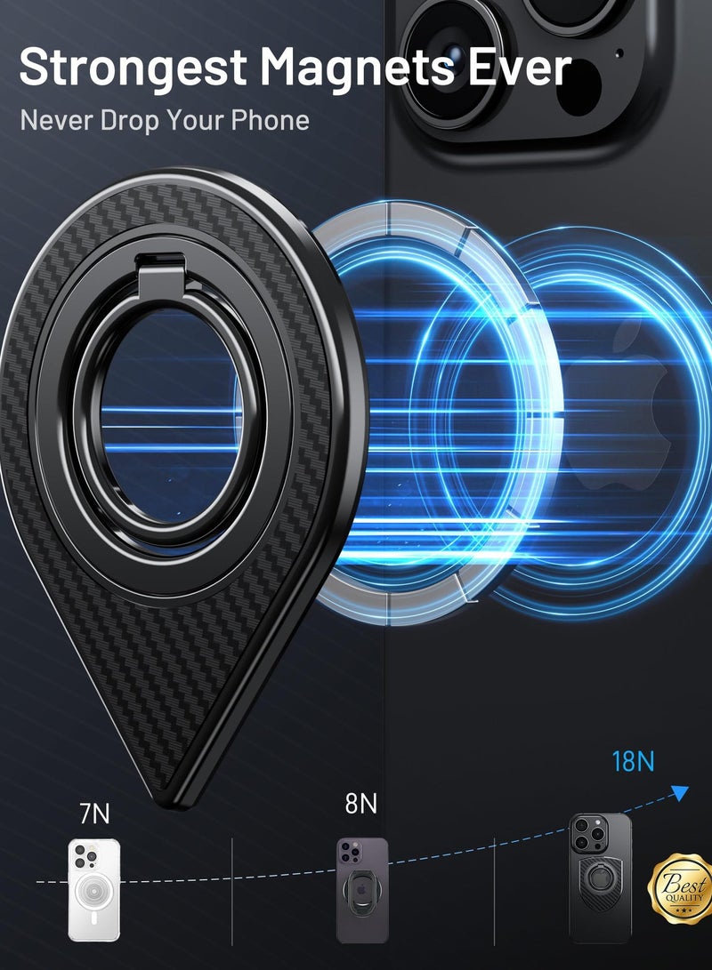 Excefore Double-Sided Magnetic Phone Grip for iPhone Removable Magnetic Phone Ring Holder Stand Compatible with Wireless Charging for iPhone 15 14 13 12 Pro Max Plus and Other All Smartphones Black - Image 3