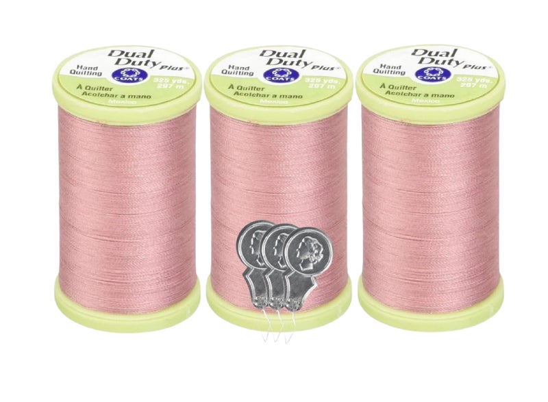 Bella's Crafts Coats Clark Hand Quilting Sewing Thread Cotton Covered Polyester 325 Yards S960 3 Pack Bundle with 3 Bellas Crafts Needle Threaders Almond Pink - Image 3
