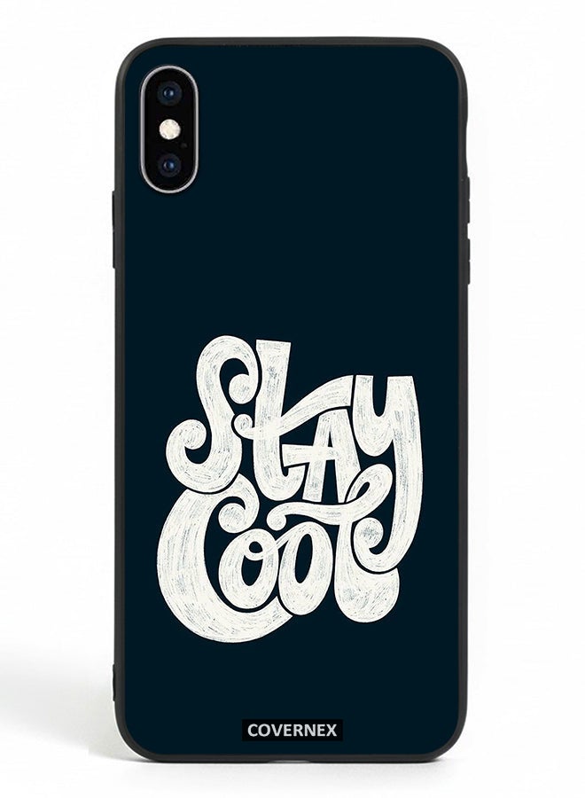 Covernex Apple iPhone Xs Protective Case Cover Printed Featuring Stay Cool Retro Croovy Typography - Image 2