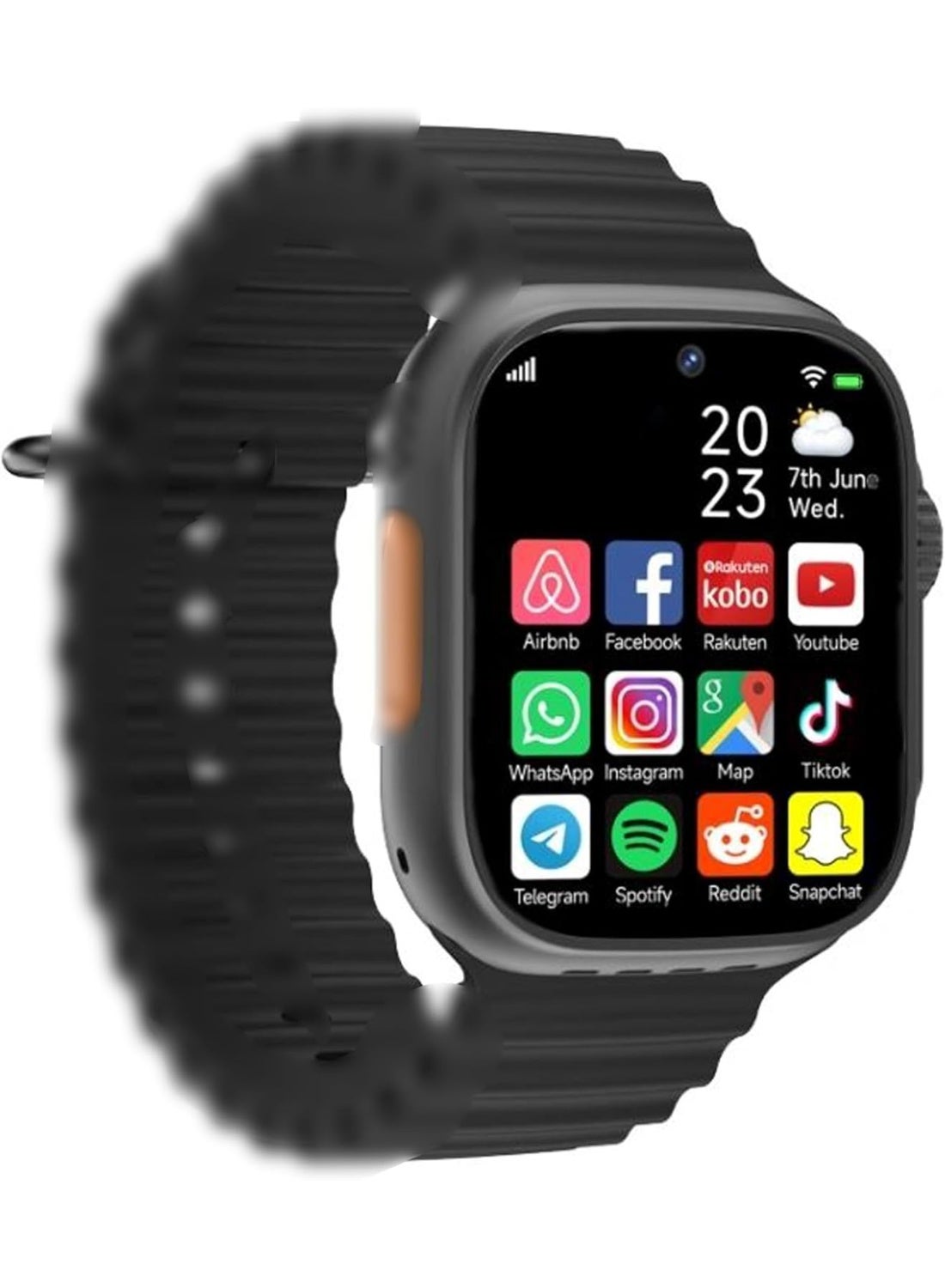 MUNTAQI Smart Watch with 3 Pairs Straps – 4G Android Smartwatch with AMOLED Display, Pre-Installed Apps, Fitness Tracker, GPS, Bluetooth, Wi-Fi