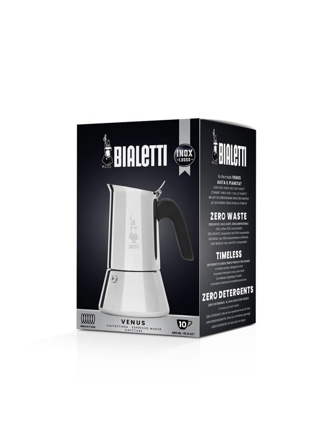 BIALeTTI - New Venus Induction Stovetop Coffee Maker Suitable For All Types of Hobs Stainless Steel 10 Cups 15.5 Oz Aluminum Silver - Image 1