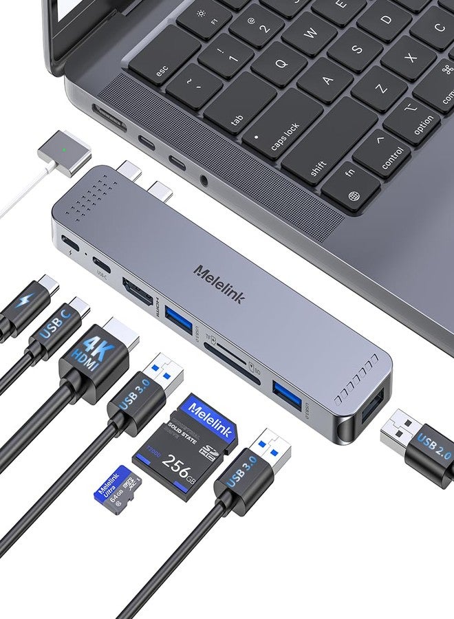 Melelink USB C Hub Adapter for MacBook, 8 in 2 MacBook Adapter Multiport Accessories with 4K HDMI, Thunderbolt 3, USB C&A Data Ports, SD/TF, Mac Dongle for MacBook Pro Air M4 M3 M2 M1 2025-2018 - Image 1