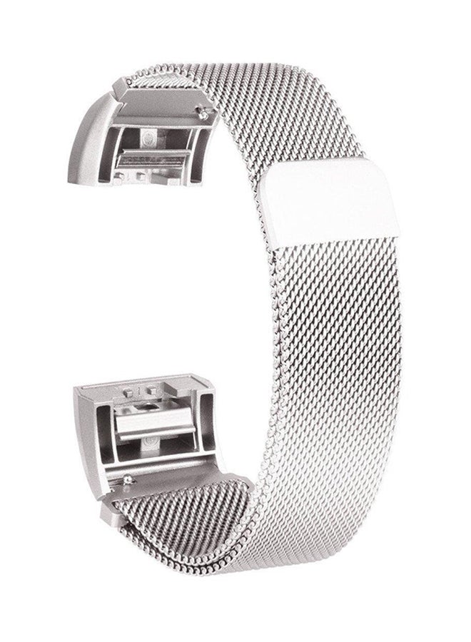 NIBEMINENT Stainless Steel Band For Fitbit Charge 2 Silver 
