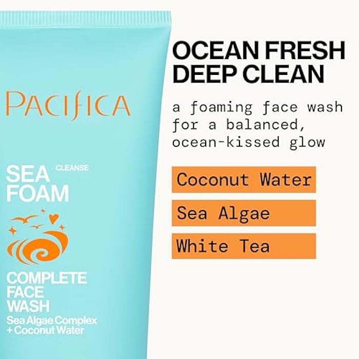 Pacifica Beauty Sea Foam Face Cleanser, Daily Gentle Foaming Face Wash, With Coconut Water + Sea Algae Complex, Removes Makeup, For Combination and Oily Skin, Vegan and Cruelty Free, Clean Skin Care - Image 3