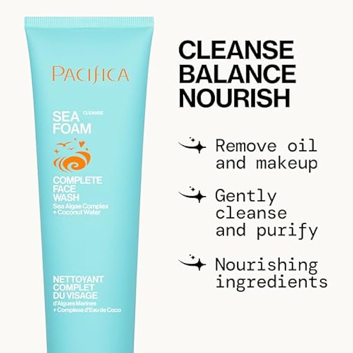 Pacifica Beauty Sea Foam Face Cleanser, Daily Gentle Foaming Face Wash, With Coconut Water + Sea Algae Complex, Removes Makeup, For Combination and Oily Skin, Vegan and Cruelty Free, Clean Skin Care - Image 4