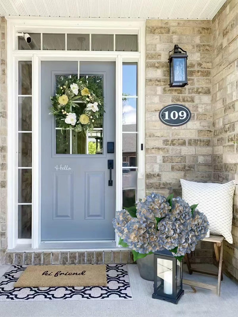 ZYTUYO 5 Pcs Dusty Blue Silk Hydrangeas Artificial Flower Boho Dried Touch 20'' Faux Hydrangeas for Indoor Home Decor Kitchen Living Room Outdoor Porch Wedding Flower Arrangement - Image 3