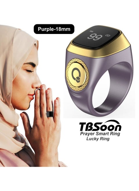 Prayer Smart Ring, Lucky Ring, Watch Ring, Smart Tasbih Beads Ring, with Prayer Counters, 5 Prayer Time Reminders, Prayer Direction Indicator Guide, Large Battery, OLED Display, Azan Alarm Clock, Tasbih Beads Ring, Fashion, Cool, TBSoon iQIBLA Zikr Ring