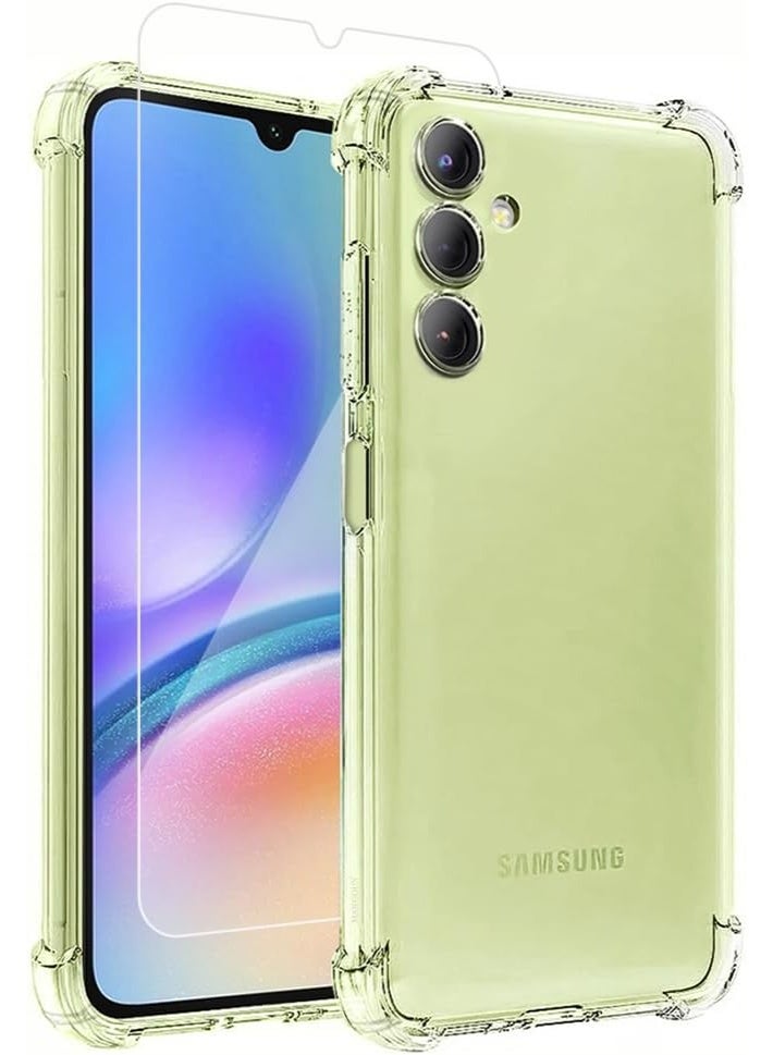 glassology Galaxy A05S Clear Case with Tempered Glass Screen Protector, Shockproof Bumper Phone Protective Case - Image 1