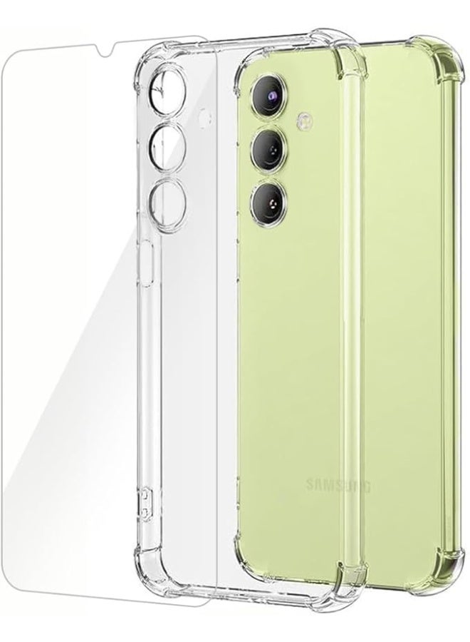 glassology Galaxy A05S Clear Case with Tempered Glass Screen Protector, Shockproof Bumper Phone Protective Case - Image 2