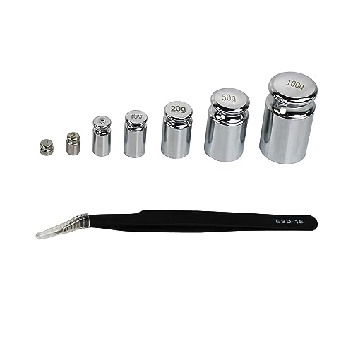 TEXALAN(R) Calibration Weight Set - 1g 2g 5g 10g 20g 50g 100g with Tweezer for Accurate Measurements M2 Class - Image 1