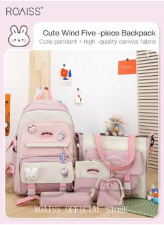 roaiss 5-Piece Set of Backpack Fashion Women's New Oxford Cloth Backpack Junior High School School Student Bag  - Image 4
