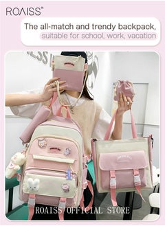 roaiss 5-Piece Set of Backpack Fashion Women's New Oxford Cloth Backpack Junior High School School Student Bag  - Image 5