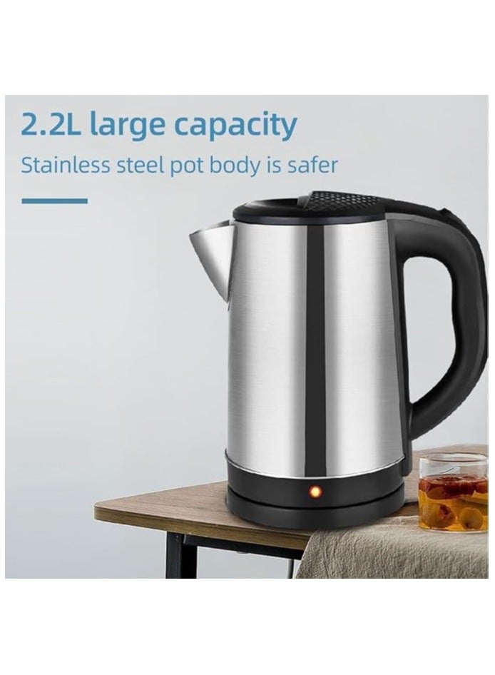 سوبر ويف غلاية مياه كهربائية من الاستانلس استيل سعة 2.2 لتر قدرة 1500 واط | سخان مياه كهربائي فوري لغلي الماء مع إغلاق تلقائي من الستانلس ستيل - Image 2