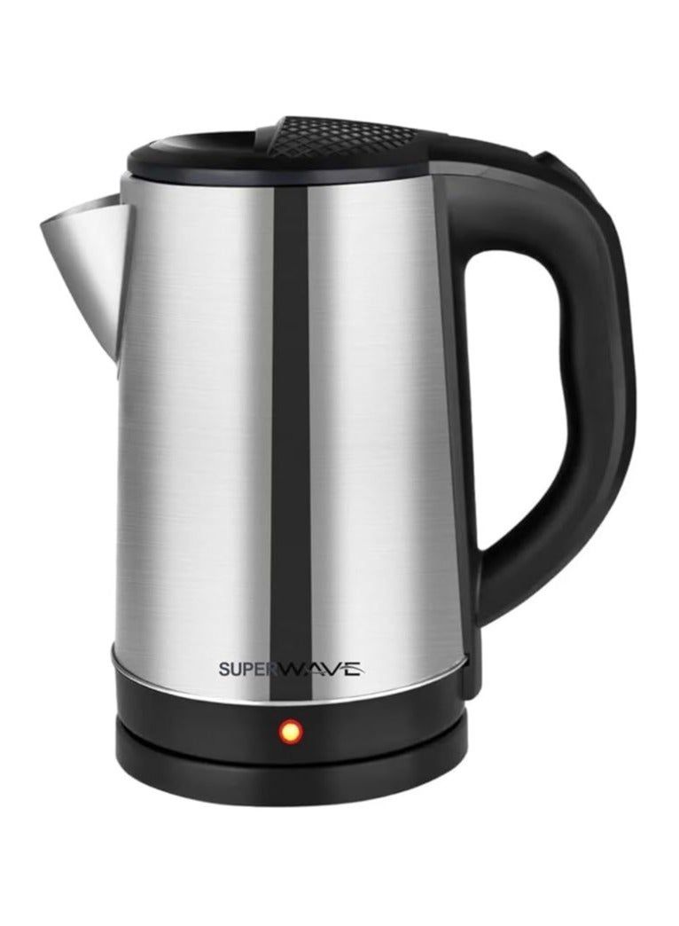 سوبر ويف غلاية مياه كهربائية من الاستانلس استيل سعة 2.2 لتر قدرة 1500 واط | سخان مياه كهربائي فوري لغلي الماء مع إغلاق تلقائي من الستانلس ستيل - Image 3