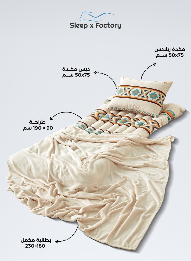 Sleep x Factory Guest & Travel Comfort Pack – Foldable Mattress, Blanket & Pillow – Premium Edition  - Image 2