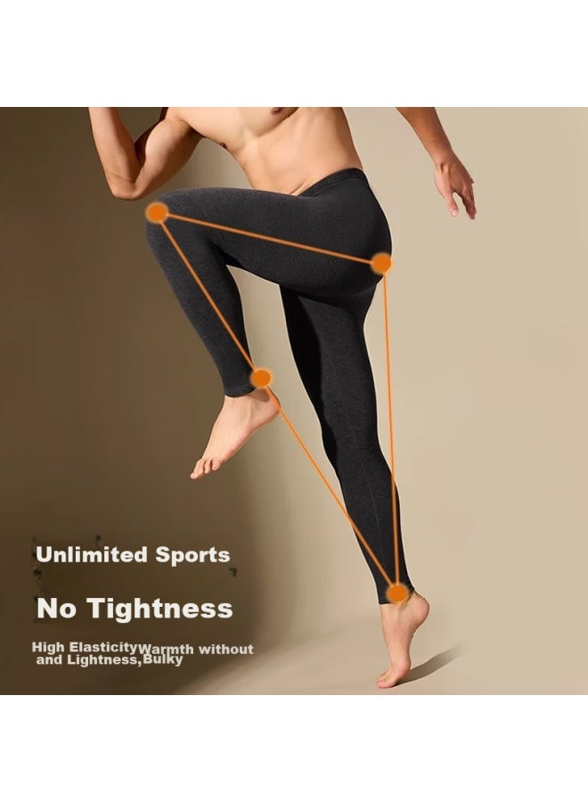 Madallo Modal Men's Cashmere Thermal Underwear, Warm Inner Wear, Autumn Pants, Silk Thin Fleece Lining, Thickened Long Johns, Base Layer Wool Pants - Image 4