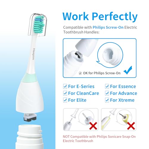 Heepim Replacment Heads Compatible with Philips Sonicare, for E-Series Essence, for Xtreme, for Elite, for Advance, and for CleanCare Electric Toothbrush, Toothbrush Replacment Heads Refills, 6 Pack - Image 2