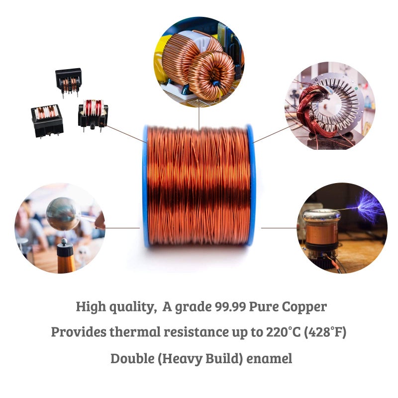 Emtel 18 AWG - 1 lb (202 feet) 99.9% Pure Copper Wire, Enameled Magnetic Wire for Motor, Transformer, Magnetic Coil, & Electroculture Gardening, Winding Magnet Wire - 220°C (428°F) Thermal Class - Image 3