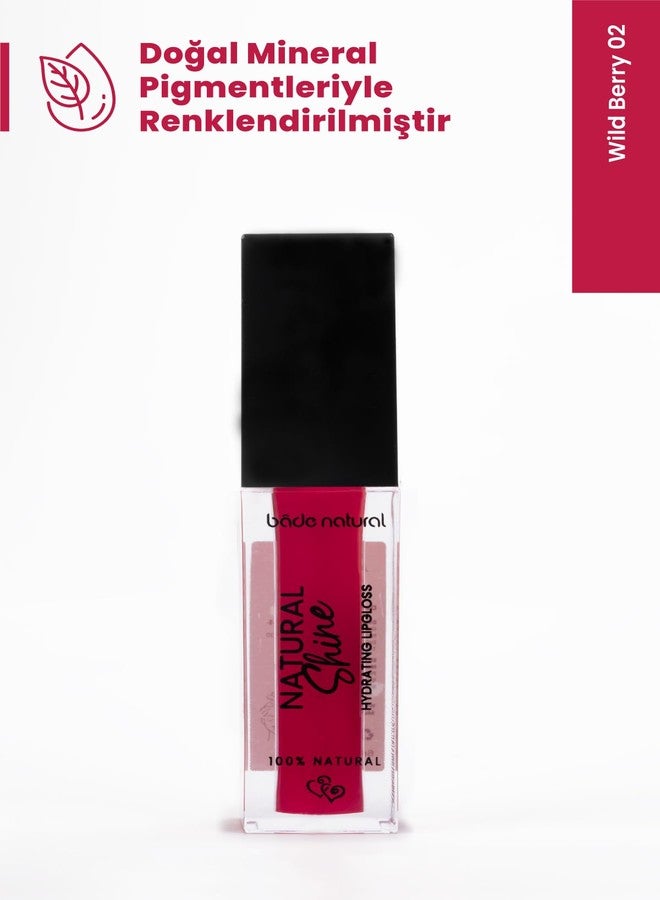 Bade Natural Hydrating Lip Gloss – Wild Berry 02 | Moisturizing Shine, Smooth Non-Sticky Finish, Sheer Buildable Berry Tint, Everyday Lip Color - Image 3