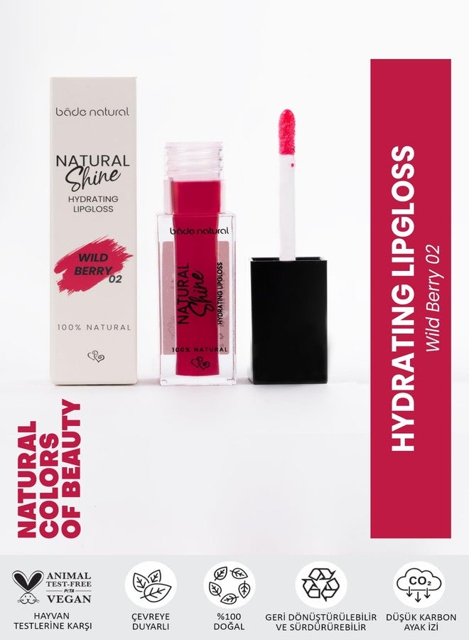 Bade Natural Hydrating Lip Gloss – Wild Berry 02 | Moisturizing Shine, Smooth Non-Sticky Finish, Sheer Buildable Berry Tint, Everyday Lip Color - Image 2