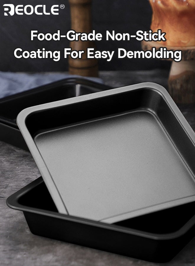 REOCLE Square Nonstick Carbon Steel Brownie Baking Pan with Wide Non-Slip Handles Oven Safe Even Heat Distribution Kitchen Baking Tool for Home Bakers and Professional Chefs (8Inch) - Image 3