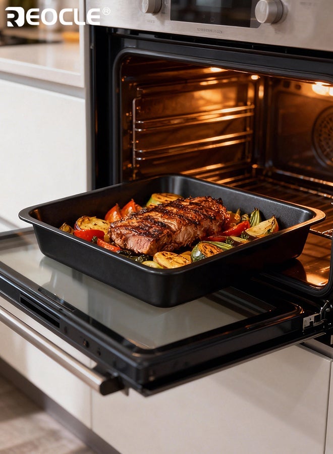 REOCLE Square Nonstick Carbon Steel Brownie Baking Pan with Wide Non-Slip Handles Oven Safe Even Heat Distribution Kitchen Baking Tool for Home Bakers and Professional Chefs (8Inch) - Image 5
