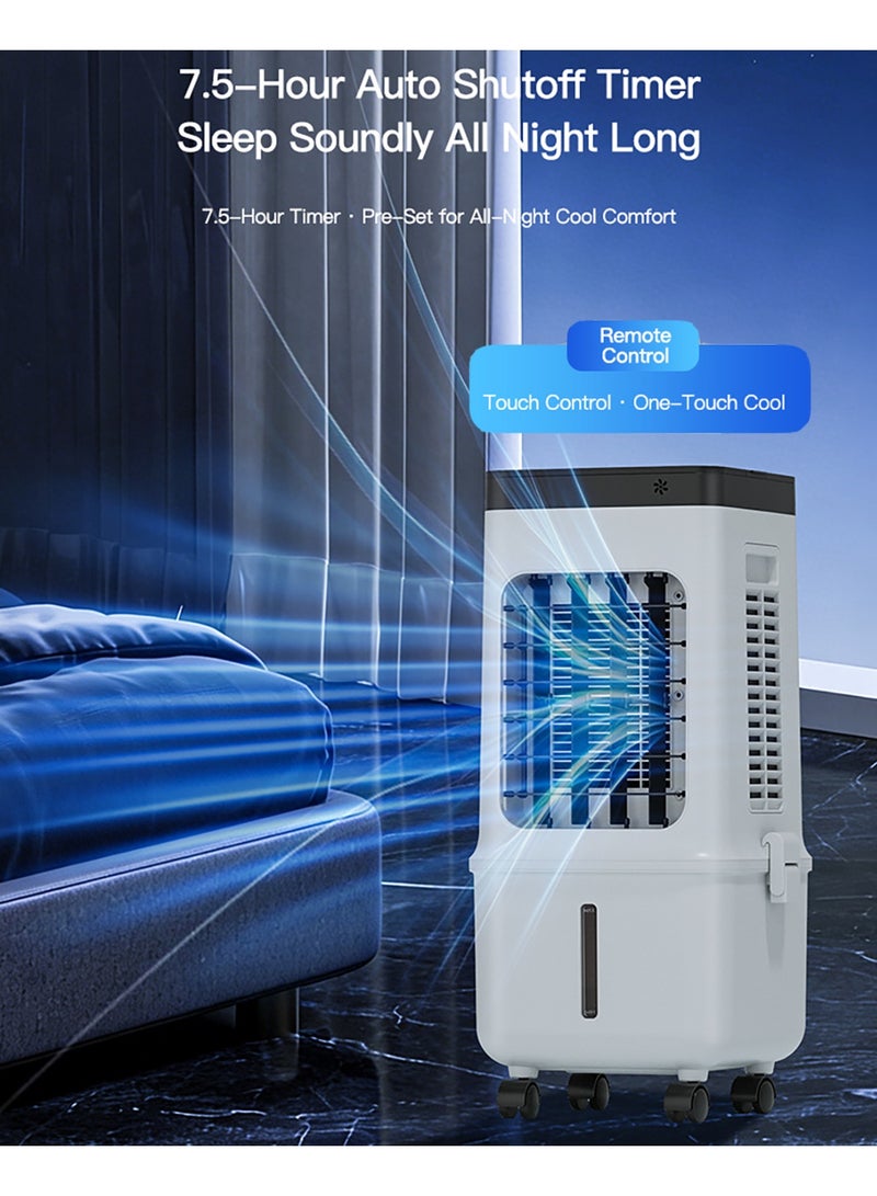 YY-Recheer Movable Water Air Cooler, Smart Remote Control Air Fan Cooler with 15L Detachable Water Tank, 7.5-hour Timer Fan with 3-Speed, Home Office Warehouse Cooling Appliances - Image 3