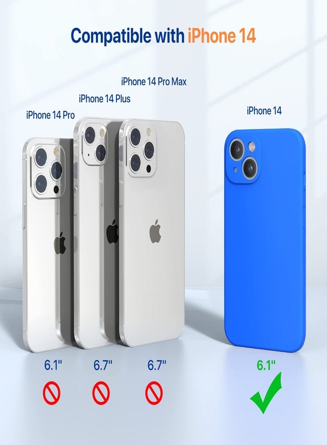 ميراكيس جراب Miracase مصمم خصيصًا لهاتف iPhone 14 مع واقي شاشة، [حماية محسّنة للكاميرا]، جراب سيليكون سائل مقاوم للصدمات مع بطانة من الألياف الدقيقة، 6.1 بوصة، أزرق متوسطي - Image 2