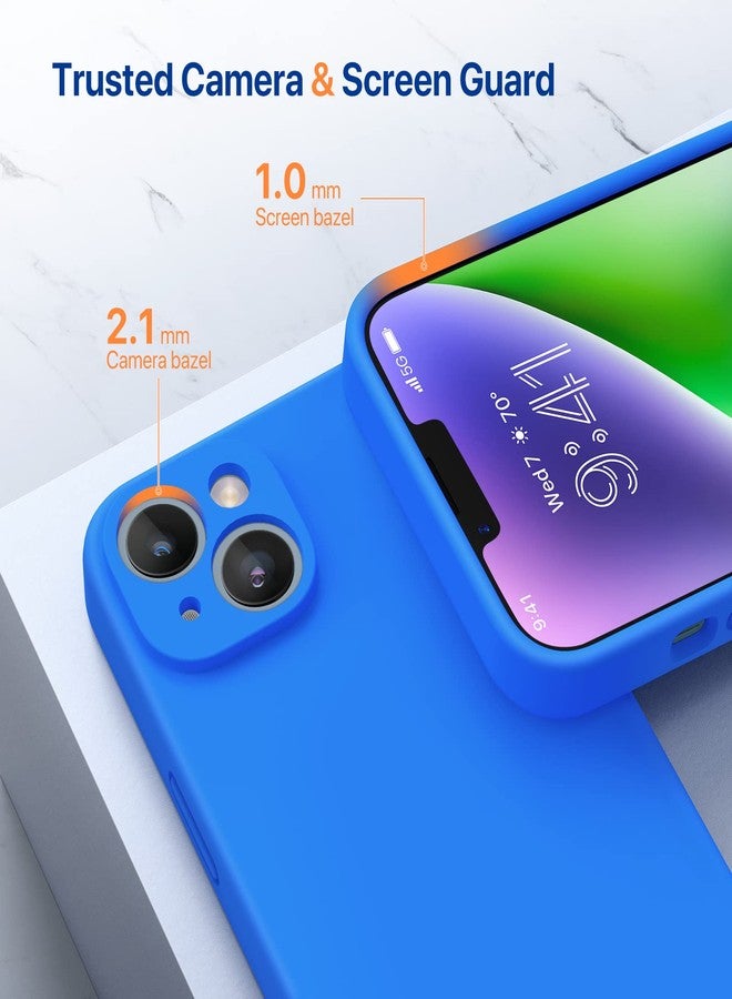 ميراكيس جراب Miracase مصمم خصيصًا لهاتف iPhone 14 مع واقي شاشة، [حماية محسّنة للكاميرا]، جراب سيليكون سائل مقاوم للصدمات مع بطانة من الألياف الدقيقة، 6.1 بوصة، أزرق متوسطي - Image 4