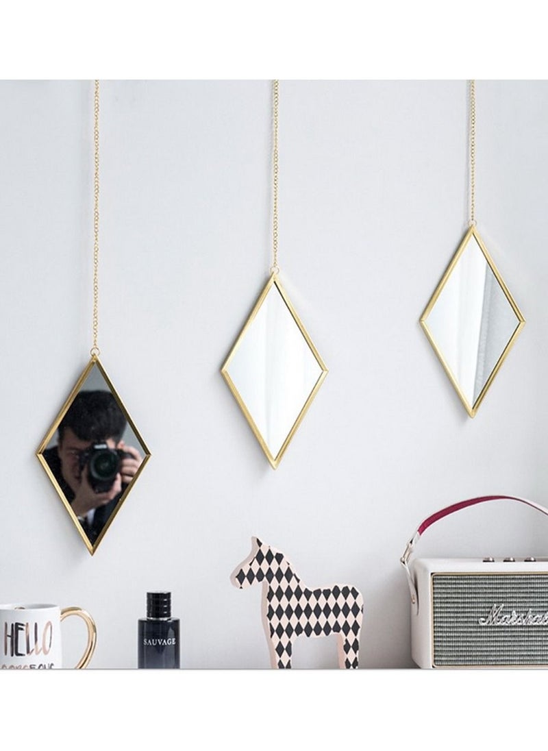 Generic - HD Wall Decoration Small Hanging Mirror with Golden Edge 1 Piece - Image 1