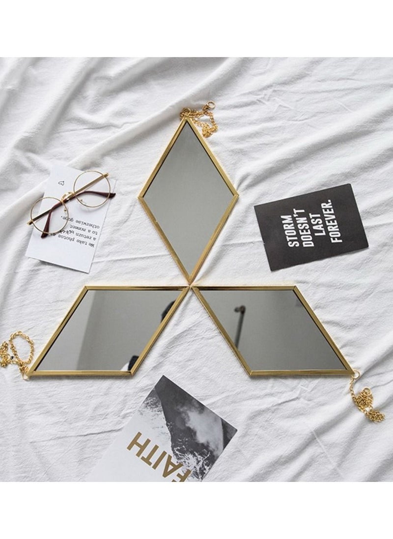 Generic - HD Wall Decoration Small Hanging Mirror with Golden Edge 1 Piece - Image 1
