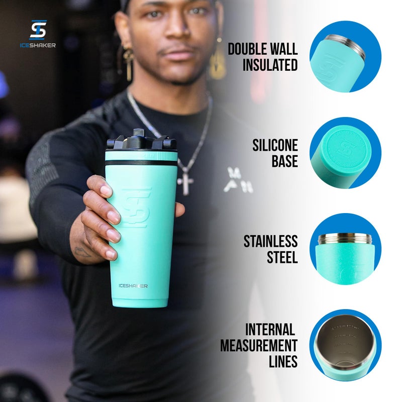 Ice Shaker Insulated Stainless Steel Shaker Bottle | 26oz, Mint | Cold for 30+ Hours | Insulated Cup with Twist-on Agitator | Odor-Free Bottle for Protein Shakes, Water, Smoothies, Cocktails - Image 2
