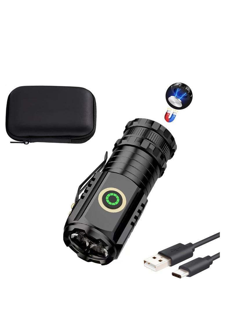 ZLH HITY - Mini LED Flashlight Rechargeable USB C Charging, Small Flashlights Powerful Max 5000 Lumens with 5 Light Modes, Pocket Flashlight with Clip, Magnetic Flashlight for EDC ,Camping, Hiking,Emergency - Image 1