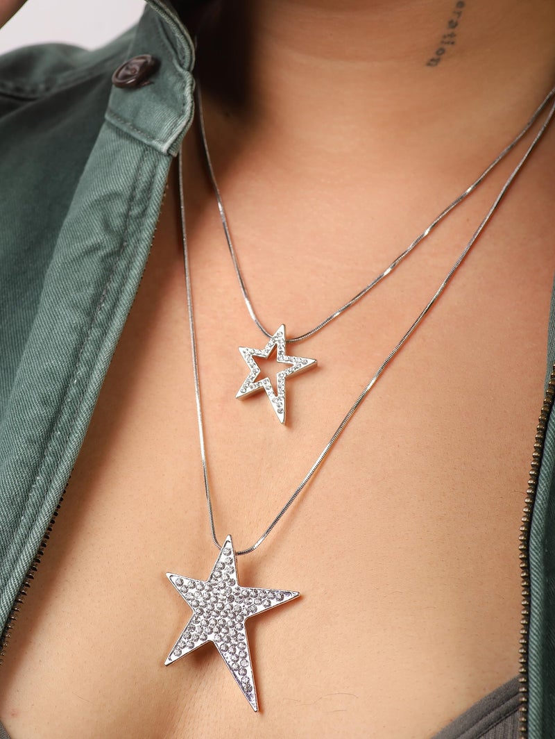 Sacina Gothic Grunge Y2k Aesthetic Layered Rhinestone Star Necklace, Y2k Emo Grunge Necklace, Christmas Jewelry Gift for Women - Image 2
