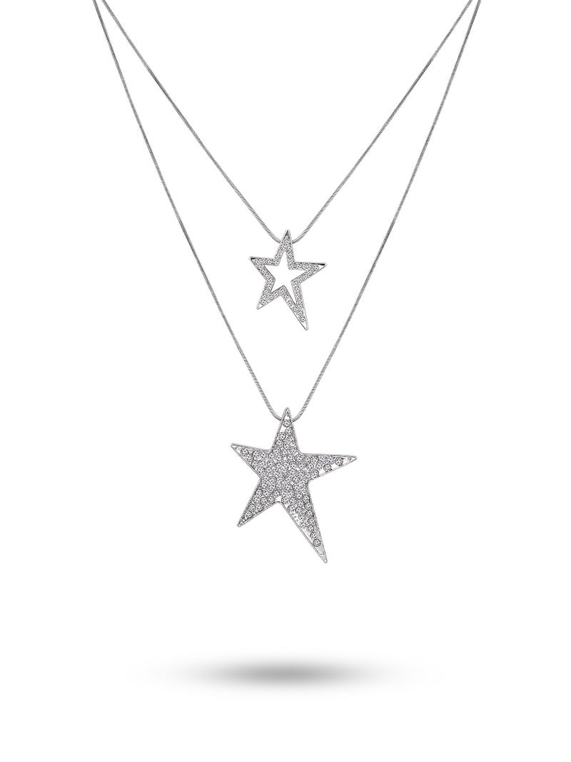 Sacina Gothic Grunge Y2k Aesthetic Layered Rhinestone Star Necklace, Y2k Emo Grunge Necklace, Christmas Jewelry Gift for Women - Image 1
