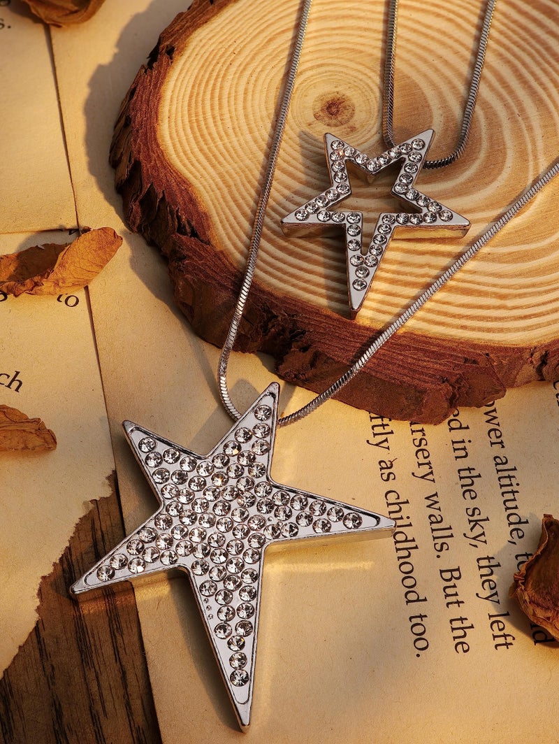 Sacina Gothic Grunge Y2k Aesthetic Layered Rhinestone Star Necklace, Y2k Emo Grunge Necklace, Christmas Jewelry Gift for Women - Image 5