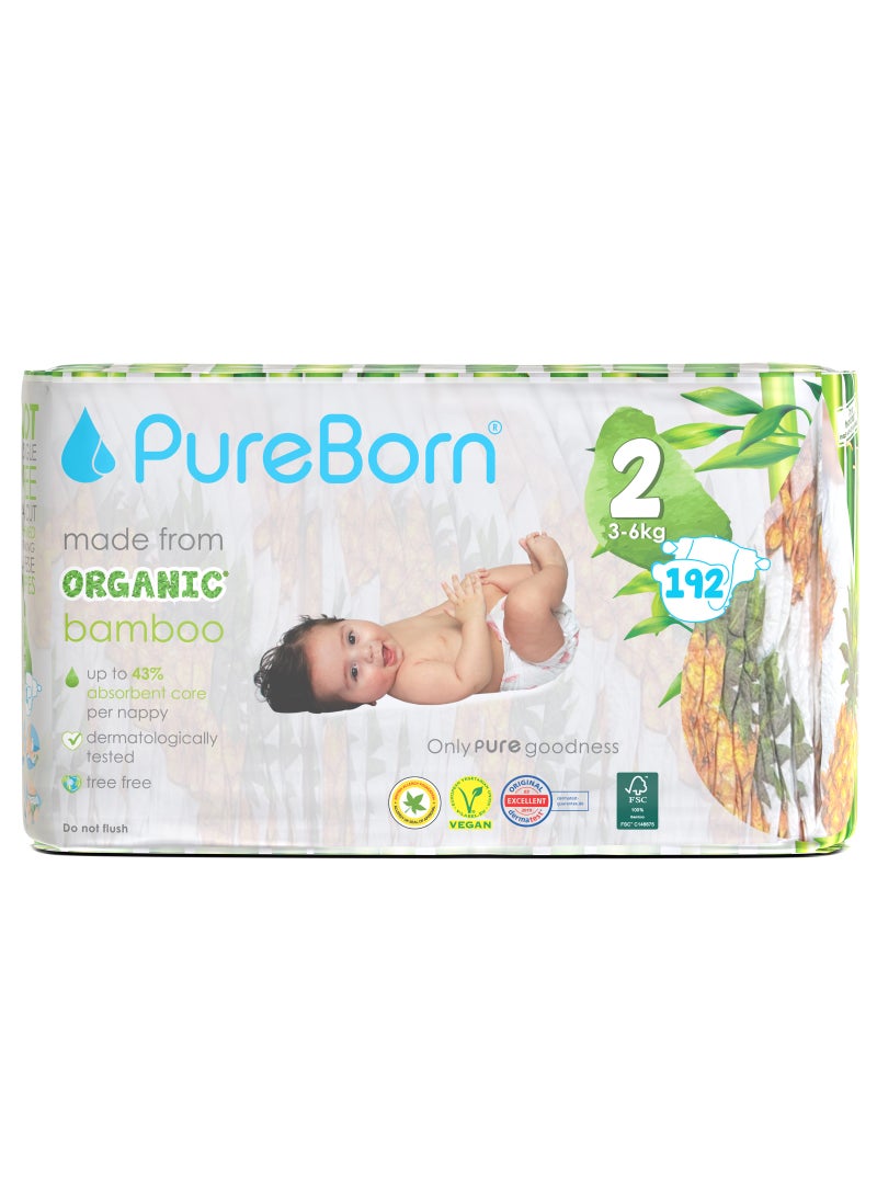PureBorn Organic Diaper Size 2 Eco-Friendly Bamboo Diaper 3-6 Kg Bundle Pack  - Image 1
