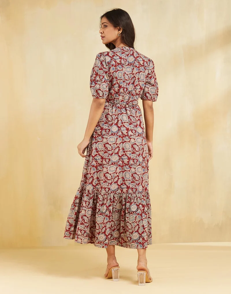 Fabindia Floral Print Midi Dress