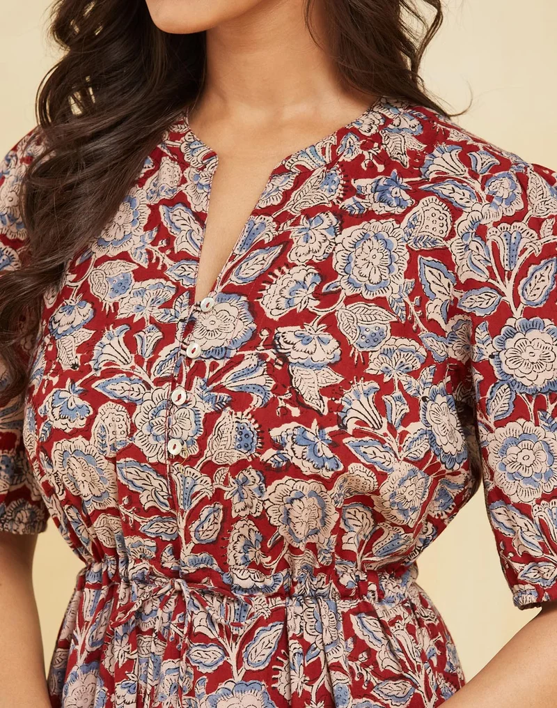Fabindia Floral Print Midi Dress